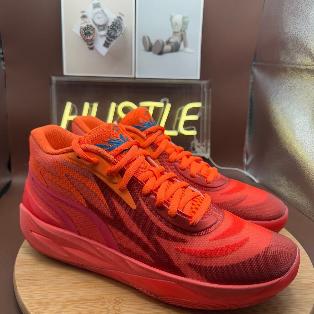 Puma MB.02 Melo Fiery-Coral/Ultra-Orange Sneakers Men’s Sz 11